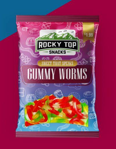 rocky top snacks gummy worms candy, sour worms, sugar candy